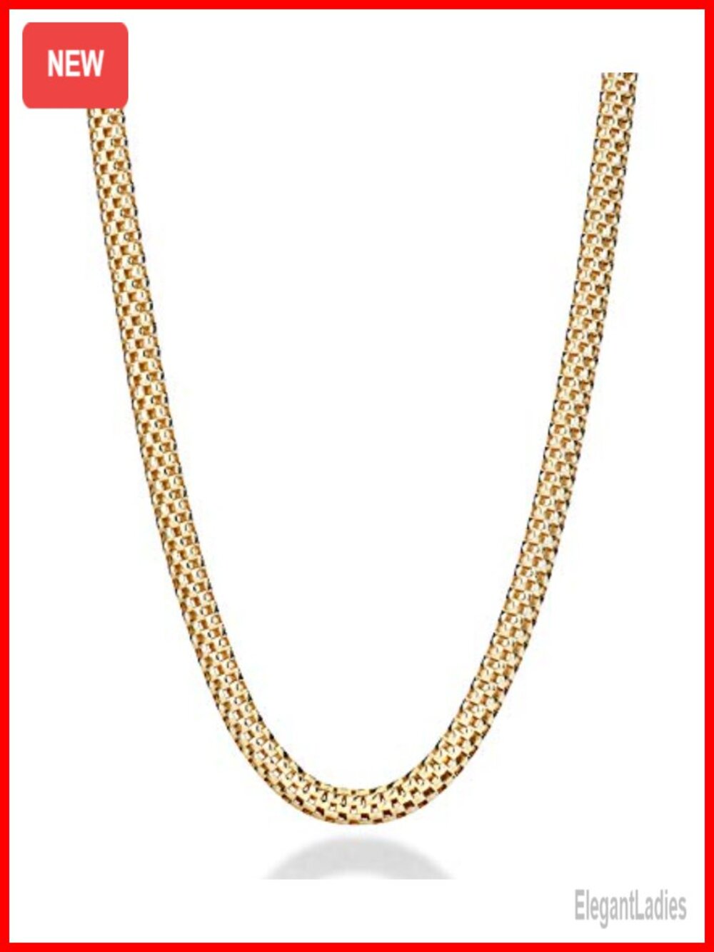 18K Gold Plated 925 Sterling Silver Mesh Chain Necklace 4mm 18"